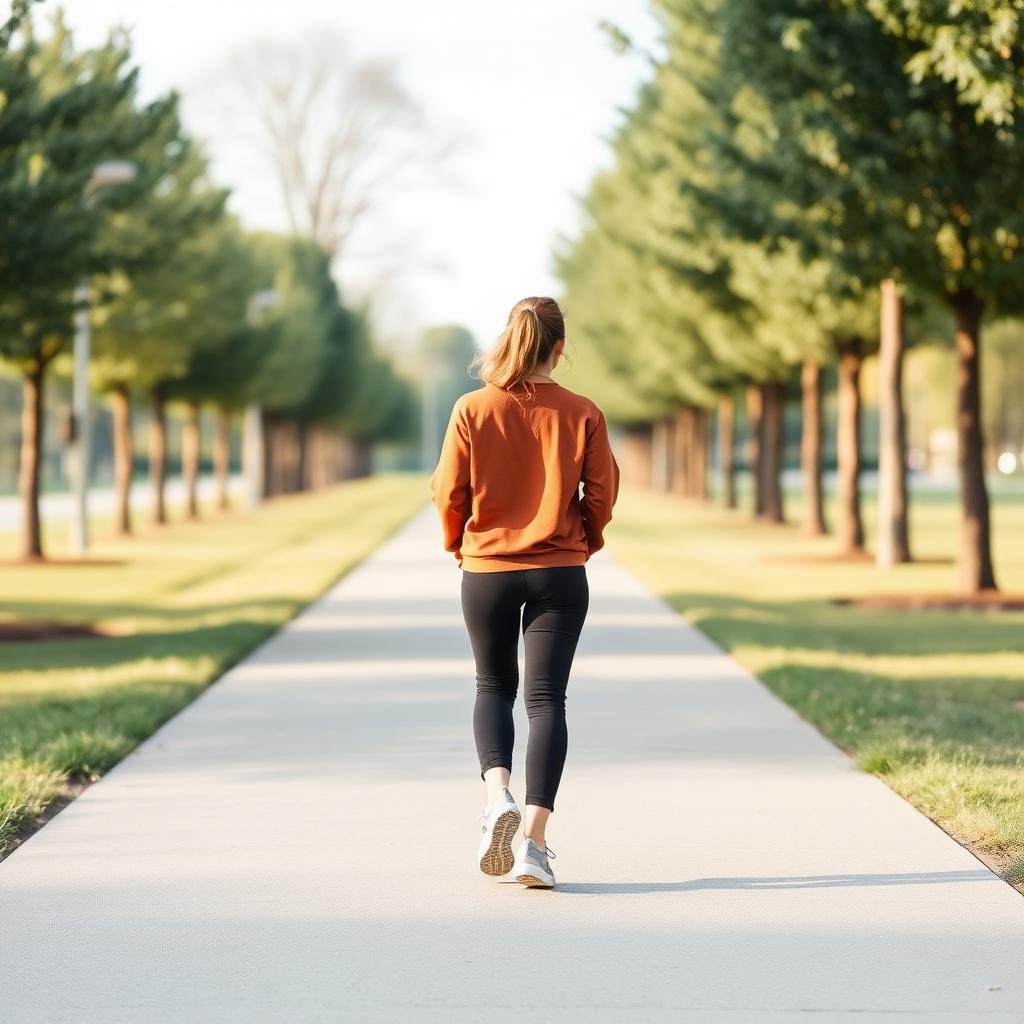 Person walking on a tree-lined path
